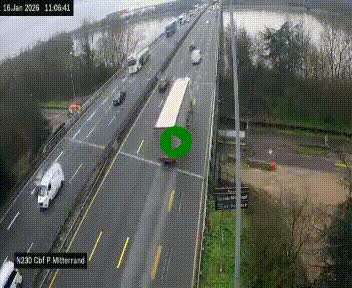 <h2>Webcam sur le périphérique de Bordeaux à l'est de la ville. Caméra située sur le Pont Mitterand sur la N230</h2>