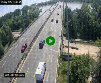 Webcam sur le périphérique de Bordeaux à l'est de la ville. Caméra située sur le Pont Mitterand sur la N230