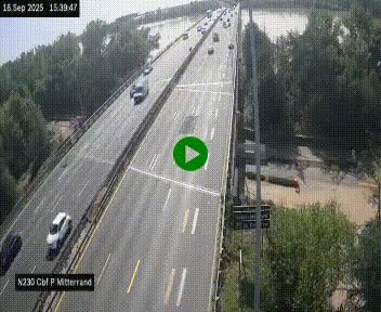 Webcam sur le périphérique de Bordeaux à l'est de la ville. Caméra située sur le Pont Mitterand sur la N230