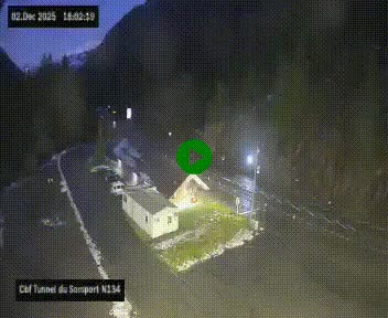 <h2>Webcam à l'entrée du tunnel du Somport, côté français, sur la N134, dans les Pyrénées, en direction de l'Espagne, à 1116 mètres d'altitude</h2>