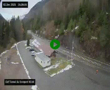 <h2>Webcam à l'entrée du tunnel du Somport, côté français, sur la N134, dans les Pyrénées, en direction de l'Espagne, à 1116 mètres d'altitude</h2>