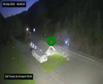 <h2>Webcam à l'entrée du tunnel du Somport, côté français, sur la N134, dans les Pyrénées, en direction de l'Espagne, à 1116 mètres d'altitude</h2>