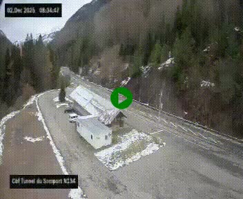 <h2>Webcam à l'entrée du tunnel du Somport, côté français, sur la N134, dans les Pyrénées, en direction de l'Espagne, à 1116 mètres d'altitude</h2>