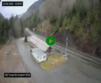 <h2>Webcam à l'entrée du tunnel du Somport, côté français, sur la N134, dans les Pyrénées, en direction de l'Espagne, à 1116 mètres d'altitude</h2>