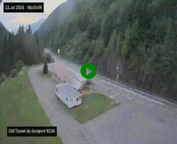 <h2>Webcam à l'entrée du tunnel du Somport, côté français, sur la N134, dans les Pyrénées, en direction de l'Espagne, à 1116 mètres d'altitude</h2>