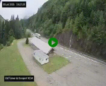<h2>Webcam à l'entrée du tunnel du Somport, côté français, sur la N134, dans les Pyrénées, en direction de l'Espagne, à 1116 mètres d'altitude</h2>
