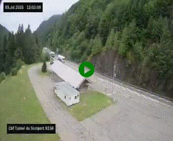 <h2>Webcam à l'entrée du tunnel du Somport, côté français, sur la N134, dans les Pyrénées, en direction de l'Espagne, à 1116 mètres d'altitude</h2>