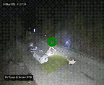Webcam à l'entrée du tunnel du Somport, côté français, sur la N134, dans les Pyrénées, en direction de l'Espagne, à 1116 mètres d'altitude