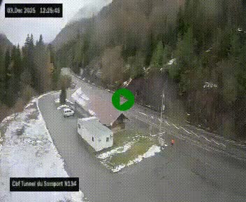 <h2>Webcam à l'entrée du tunnel du Somport, côté français, sur la N134, dans les Pyrénées, en direction de l'Espagne, à 1116 mètres d'altitude</h2>