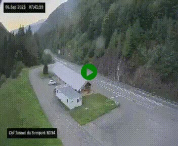 <h2>Webcam à l'entrée du tunnel du Somport, côté français, sur la N134, dans les Pyrénées, en direction de l'Espagne, à 1116 mètres d'altitude</h2>