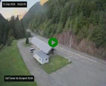 <h2>Webcam à l'entrée du tunnel du Somport, côté français, sur la N134, dans les Pyrénées, en direction de l'Espagne, à 1116 mètres d'altitude</h2>