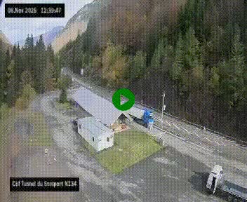 <h2>Webcam à l'entrée du tunnel du Somport, côté français, sur la N134, dans les Pyrénées, en direction de l'Espagne, à 1116 mètres d'altitude</h2>