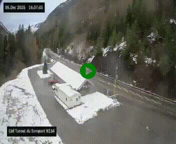 <h2>Webcam à l'entrée du tunnel du Somport, côté français, sur la N134, dans les Pyrénées, en direction de l'Espagne, à 1116 mètres d'altitude</h2>
