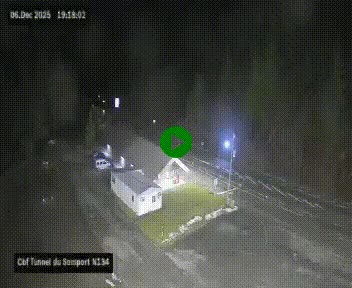 <h2>Webcam à l'entrée du tunnel du Somport, côté français, sur la N134, dans les Pyrénées, en direction de l'Espagne, à 1116 mètres d'altitude</h2>