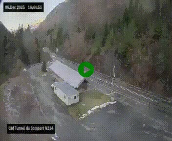 <h2>Webcam à l'entrée du tunnel du Somport, côté français, sur la N134, dans les Pyrénées, en direction de l'Espagne, à 1116 mètres d'altitude</h2>