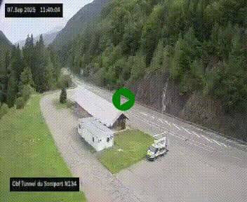 <h2>Webcam à l'entrée du tunnel du Somport, côté français, sur la N134, dans les Pyrénées, en direction de l'Espagne, à 1116 mètres d'altitude</h2>