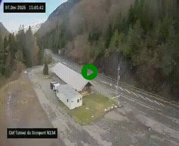 <h2>Webcam à l'entrée du tunnel du Somport, côté français, sur la N134, dans les Pyrénées, en direction de l'Espagne, à 1116 mètres d'altitude</h2>