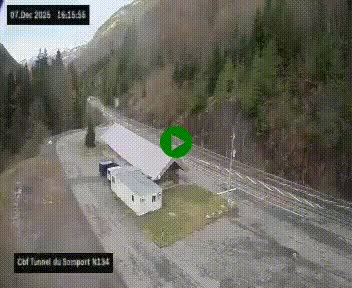 <h2>Webcam à l'entrée du tunnel du Somport, côté français, sur la N134, dans les Pyrénées, en direction de l'Espagne, à 1116 mètres d'altitude</h2>