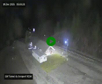 <h2>Webcam à l'entrée du tunnel du Somport, côté français, sur la N134, dans les Pyrénées, en direction de l'Espagne, à 1116 mètres d'altitude</h2>
