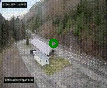 <h2>Webcam à l'entrée du tunnel du Somport, côté français, sur la N134, dans les Pyrénées, en direction de l'Espagne, à 1116 mètres d'altitude</h2>