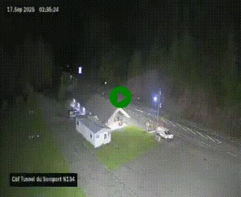 <h2>Webcam à l'entrée du tunnel du Somport, côté français, sur la N134, dans les Pyrénées, en direction de l'Espagne, à 1116 mètres d'altitude</h2>