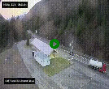 <h2>Webcam à l'entrée du tunnel du Somport, côté français, sur la N134, dans les Pyrénées, en direction de l'Espagne, à 1116 mètres d'altitude</h2>