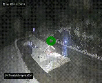 <h2>Webcam à l'entrée du tunnel du Somport, côté français, sur la N134, dans les Pyrénées, en direction de l'Espagne, à 1116 mètres d'altitude</h2>