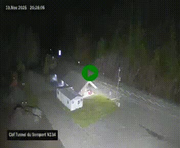 <h2>Webcam à l'entrée du tunnel du Somport, côté français, sur la N134, dans les Pyrénées, en direction de l'Espagne, à 1116 mètres d'altitude</h2>