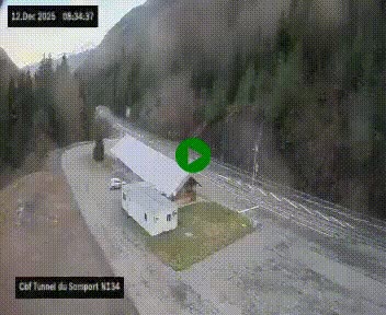 <h2>Webcam à l'entrée du tunnel du Somport, côté français, sur la N134, dans les Pyrénées, en direction de l'Espagne, à 1116 mètres d'altitude</h2>