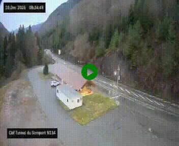 <h2>Webcam à l'entrée du tunnel du Somport, côté français, sur la N134, dans les Pyrénées, en direction de l'Espagne, à 1116 mètres d'altitude</h2>