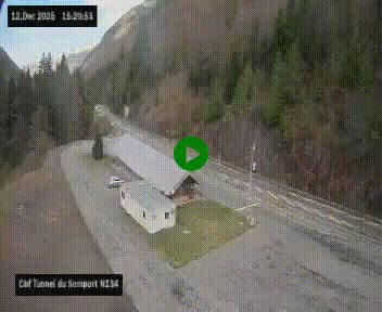 <h2>Webcam à l'entrée du tunnel du Somport, côté français, sur la N134, dans les Pyrénées, en direction de l'Espagne, à 1116 mètres d'altitude</h2>