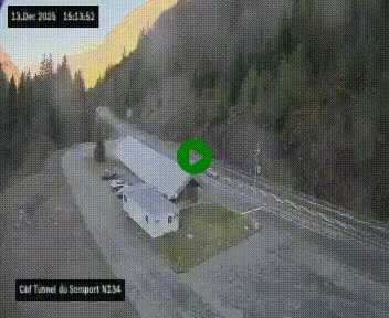 <h2>Webcam à l'entrée du tunnel du Somport, côté français, sur la N134, dans les Pyrénées, en direction de l'Espagne, à 1116 mètres d'altitude</h2>
