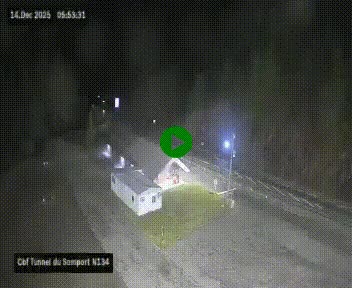 <h2>Webcam à l'entrée du tunnel du Somport, côté français, sur la N134, dans les Pyrénées, en direction de l'Espagne, à 1116 mètres d'altitude</h2>