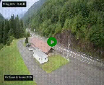<h2>Webcam à l'entrée du tunnel du Somport, côté français, sur la N134, dans les Pyrénées, en direction de l'Espagne, à 1116 mètres d'altitude</h2>