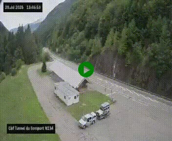 <h2>Webcam à l'entrée du tunnel du Somport, côté français, sur la N134, dans les Pyrénées, en direction de l'Espagne, à 1116 mètres d'altitude</h2>