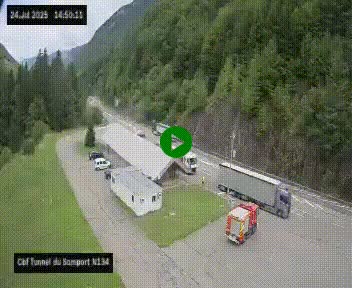 <h2>Webcam à l'entrée du tunnel du Somport, côté français, sur la N134, dans les Pyrénées, en direction de l'Espagne, à 1116 mètres d'altitude</h2>