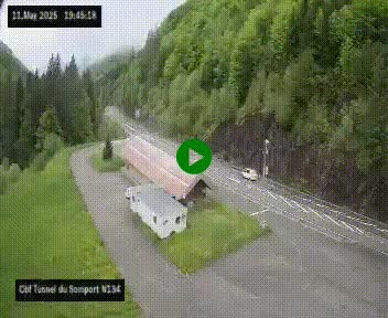 Webcam à l'entrée du tunnel du Somport, côté français, sur la N134, dans les Pyrénées, en direction de l'Espagne, à 1116 mètres d'altitude