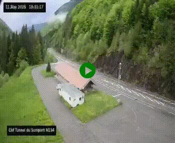 Webcam à l'entrée du tunnel du Somport, côté français, sur la N134, dans les Pyrénées, en direction de l'Espagne, à 1116 mètres d'altitude