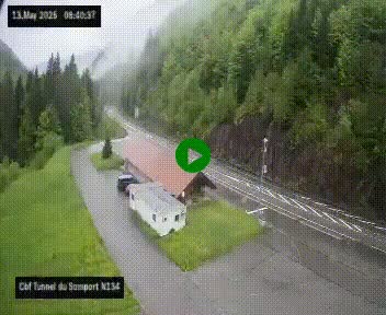 Webcam à l'entrée du tunnel du Somport, côté français, sur la N134, dans les Pyrénées, en direction de l'Espagne, à 1116 mètres d'altitude