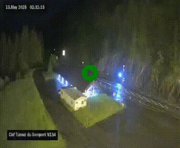 Webcam à l'entrée du tunnel du Somport, côté français, sur la N134, dans les Pyrénées, en direction de l'Espagne, à 1116 mètres d'altitude