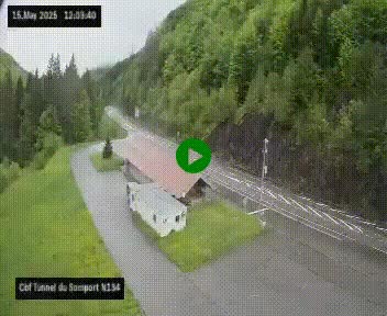 Webcam à l'entrée du tunnel du Somport, côté français, sur la N134, dans les Pyrénées, en direction de l'Espagne, à 1116 mètres d'altitude