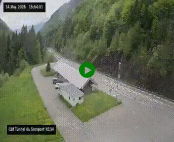 Webcam à l'entrée du tunnel du Somport, côté français, sur la N134, dans les Pyrénées, en direction de l'Espagne, à 1116 mètres d'altitude