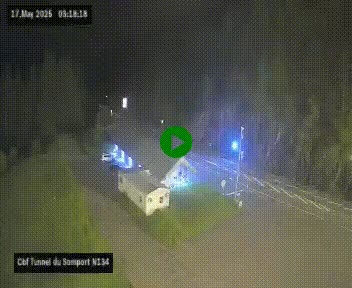 Webcam à l'entrée du tunnel du Somport, côté français, sur la N134, dans les Pyrénées, en direction de l'Espagne, à 1116 mètres d'altitude