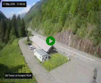 Webcam à l'entrée du tunnel du Somport, côté français, sur la N134, dans les Pyrénées, en direction de l'Espagne, à 1116 mètres d'altitude