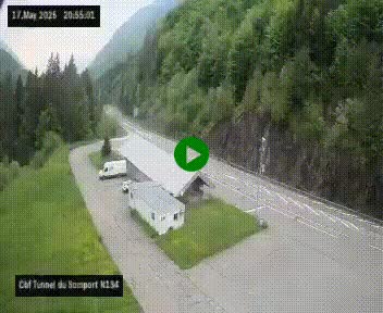 Webcam à l'entrée du tunnel du Somport, côté français, sur la N134, dans les Pyrénées, en direction de l'Espagne, à 1116 mètres d'altitude