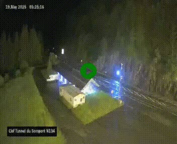 Webcam à l'entrée du tunnel du Somport, côté français, sur la N134, dans les Pyrénées, en direction de l'Espagne, à 1116 mètres d'altitude