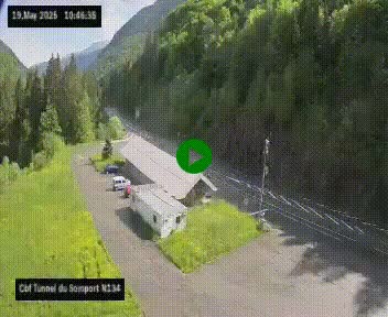 Webcam à l'entrée du tunnel du Somport, côté français, sur la N134, dans les Pyrénées, en direction de l'Espagne, à 1116 mètres d'altitude