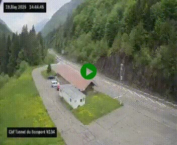 Webcam à l'entrée du tunnel du Somport, côté français, sur la N134, dans les Pyrénées, en direction de l'Espagne, à 1116 mètres d'altitude