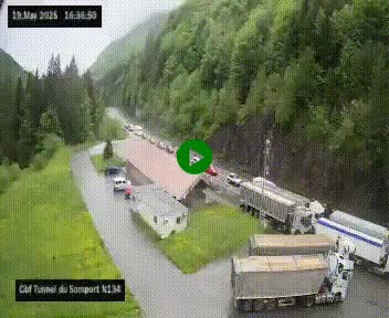 Webcam à l'entrée du tunnel du Somport, côté français, sur la N134, dans les Pyrénées, en direction de l'Espagne, à 1116 mètres d'altitude