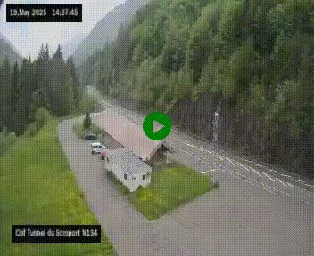 Webcam à l'entrée du tunnel du Somport, côté français, sur la N134, dans les Pyrénées, en direction de l'Espagne, à 1116 mètres d'altitude